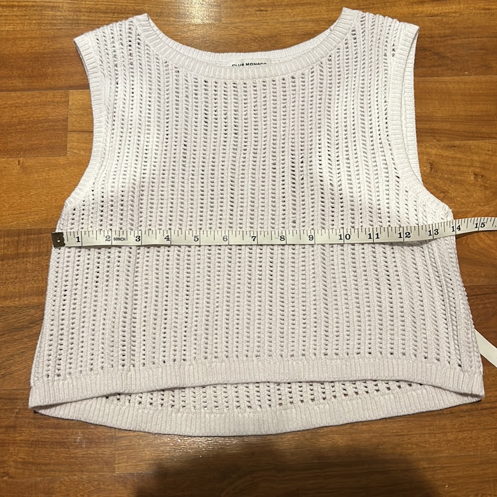 Club Monaco open knit crewneck crop tank - Picture 2 of 7